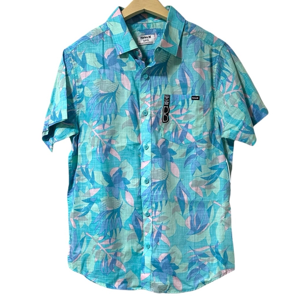 Hurley Aticama Tropical Mist Short Sleeve Button-Up Shirt Size Small